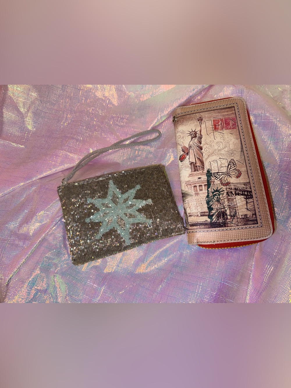 Sequin Star Wristlet and Zip Wallet Bundle
